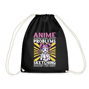 Anime Girl Manga - Sac de sport léger - noir - Devant
