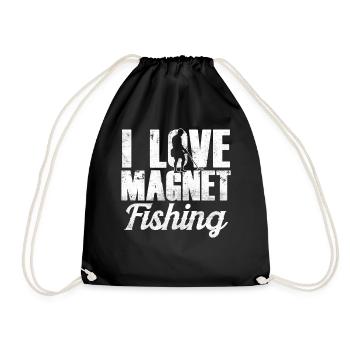 I love Magnet Fishing Magnetic Fishing - Drawstring Bag - black - Front