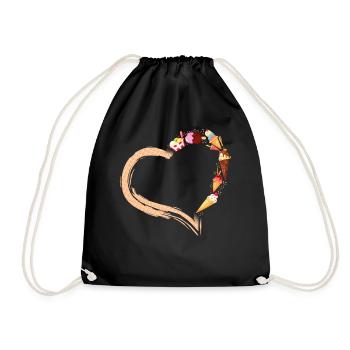 Ice Cream Heart Cone Popsicle - Turnbeutel - Schwarz - Vorne