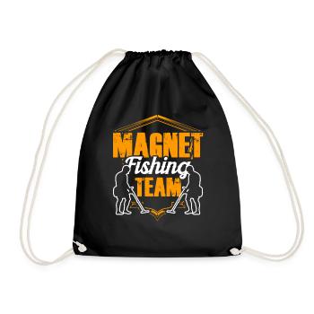 Magnet Fishing Team Magnetfischen Magnetfischer - Turnbeutel - Schwarz - Vorne