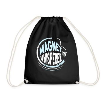 Magnet Flüsterer Magnetfischer Magnetfischen - Turnbeutel - Schwarz - Vorne