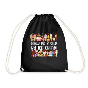 Ice Cream Cone Popsicle Easily - Drawstring Bag - black - Front