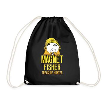 Magnetfischer Schatzsucher Magnet Magnetfischen - Turnbeutel - Schwarz - Vorne