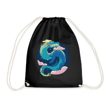 Chinese Dragon Asian Orientaler Schlange Fantasy S - Turnbeutel - Schwarz - Vorne