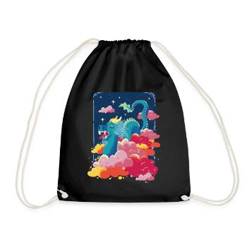 Cloud Dragon Schlange Asiatische chinesische Fanta - Turnbeutel - Schwarz - Vorne