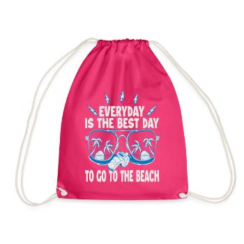 Everyday Is The Best Day To Go To The Beach - Vaca - Drawstring Bag - fuchsia - Front