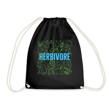 Chemise herbivore, Tee de légumes, Manger végétalien - Sac de sport léger - noir - Devant