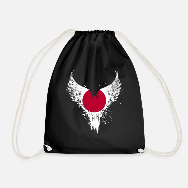 Japan Flag - Drawstring Bag - black
