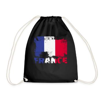 Frankreich Flagge Vintage Distressed French Grunge - Turnbeutel - Schwarz - Vorne