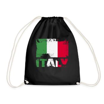 Italien Flagge Vintage Distressed Italia Grunge Re - Turnbeutel - Schwarz - Vorne