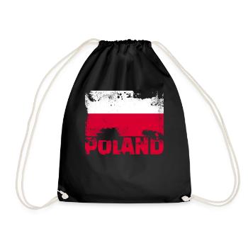 Polen Flagge Vintage Distressed Polnic Grunge Trav - Turnbeutel - Schwarz - Vorne