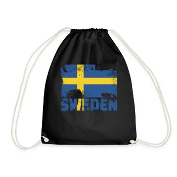 Schweden Flagge Vintage Distressed Swedish Grunge - Turnbeutel - Schwarz - Vorne