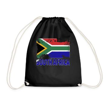 Südafrika Flagge Vintage Distressed Africa Grunge - Turnbeutel - Schwarz - Vorne