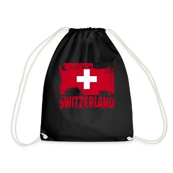 Schweiz Flagge Vintage Distressed Swiss Grunge Tra - Turnbeutel - Schwarz - Vorne