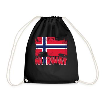 Norwegen Flagge Vintage Distressed Scandinavia Gru - Turnbeutel - Schwarz - Vorne