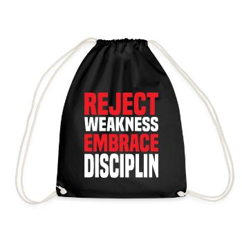 Reject Weakness Embrace Disciplin Sigma Male - Turnbeutel - Schwarz - Vorne