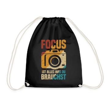 Fotografen Focus ist alles was du brauchst Kamera - Turnbeutel - Schwarz - Vorne