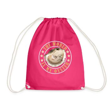 The World is My Oyster Oysters - Drawstring Bag - fuchsia - Front