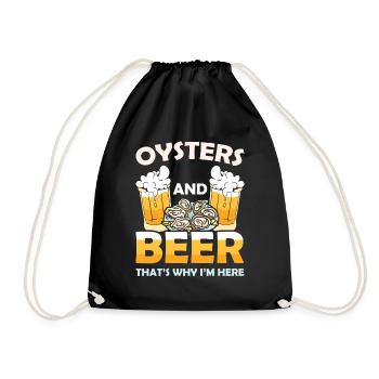 Oysters and Beer thats why Im Here Austern - Drawstring Bag - black - Front