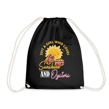 Just a Girl who Loves Sunshine and Oysters Austern - Drawstring Bag - black - Front