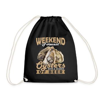 Weekend Forecast Oysters with a Chance of Austern - Drawstring Bag - black - Front
