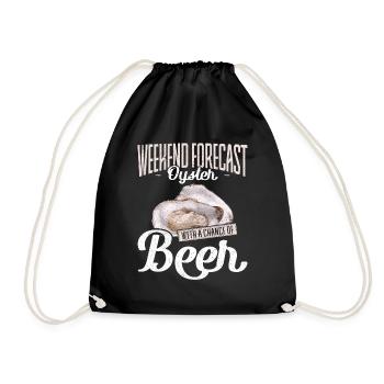 Weekend Forecast Oysters with a Chance of Austern - Drawstring Bag - black - Front