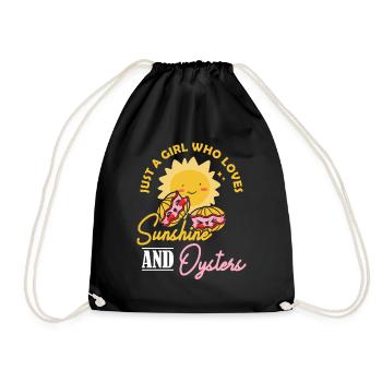 Just a Girl who Loves Sunshine and Oysters Austern - Drawstring Bag - black - Front