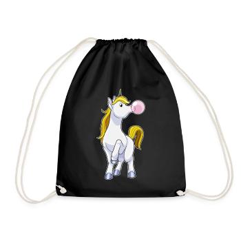 Einhorn Kaugummi - Turnbeutel - Schwarz - Vorne