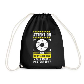 Funny photographer can spontaneously talk about photography - Drawstring Bag - black - Front