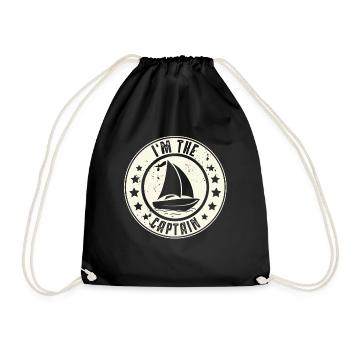Captain Sailing Sailor Retro Vintage - Drawstring Bag - black - Front