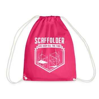 Scaffolding Builder Gift Work Occupation Construction Worker Job - Drawstring Bag - fuchsia - Front