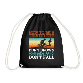 Triathlon Training Triathlet Geschenk - Turnbeutel - Schwarz - Vorne