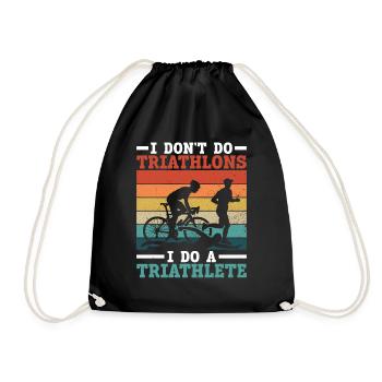 Triathlon Training Triathlet Geschenk - Turnbeutel - Schwarz - Vorne
