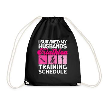 Triathlon Training Frauen Triathlet Geschenk - Turnbeutel - Schwarz - Vorne