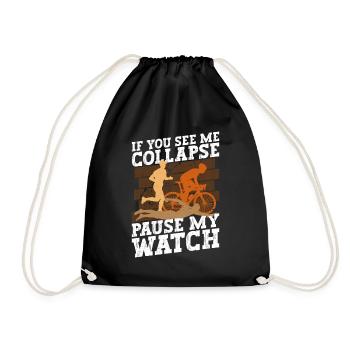 Triathlon Training Lustiges Triathlet Geschenk - Turnbeutel - Schwarz - Vorne