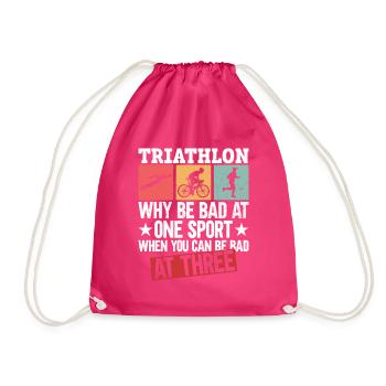Triathlon Training Lustiges Triathlet Geschenk - Turnbeutel - Fuchsia - Vorne