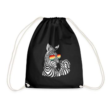 Zebra Gift Black and White Safari Savannah Steppe - Drawstring Bag - black - Front