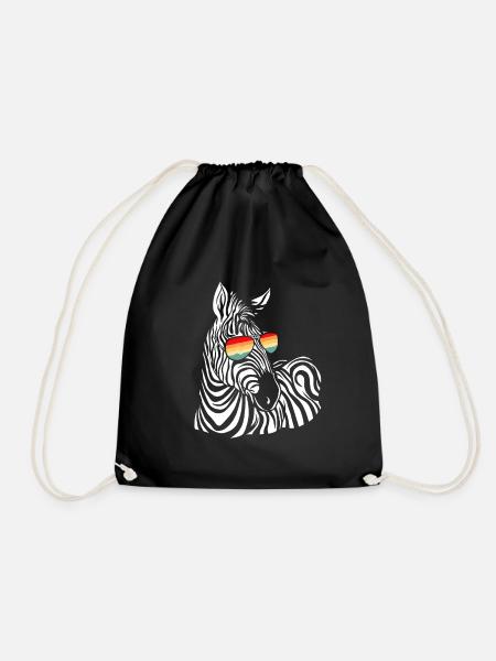 Zebra Geschenk Schwarz-weiß Safari Savanne Steppe - Turnbeutel - Schwarz