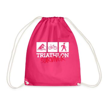 Triathlon Überlebender - Triathlon Training - Turnbeutel - Fuchsia - Vorne