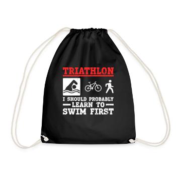 Triathlon Training Schwimmen Triathlet Lustig - Turnbeutel - Schwarz - Vorne