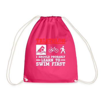 Triathlon Training Schwimmen Triathlet Lustig - Turnbeutel - Fuchsia - Vorne