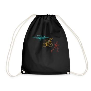 Triathlon Training Triathlet Geschenk - Turnbeutel - Schwarz - Vorne