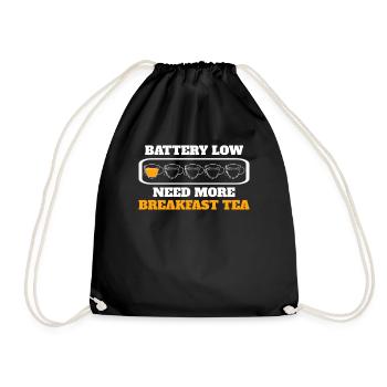Funny Breakfast Tea Saying - Drawstring Bag - black - Front