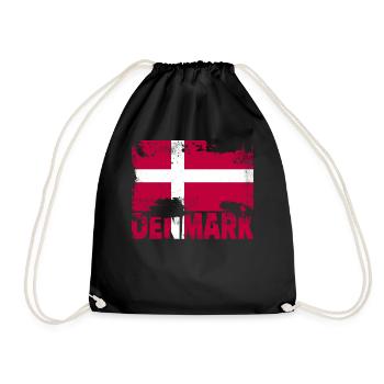 Dänemark Flagge Vintage Distressed Danish Grunge T - Turnbeutel - Schwarz - Vorne