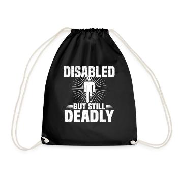 Amputiert Invalide Prothese Handicap Rollstuhl - Turnbeutel - Schwarz - Vorne