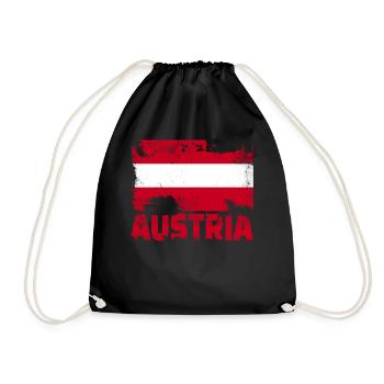 Österreich Flagge Vintage Distressed Österreichisc - Turnbeutel - Schwarz - Vorne