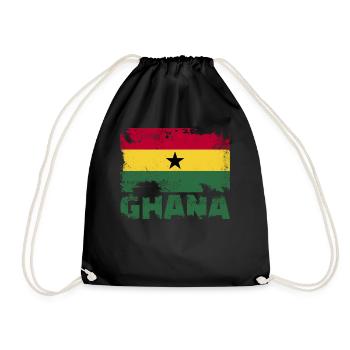Ghana Flagge Vintage Distressed African Grunge Tra - Turnbeutel - Schwarz - Vorne