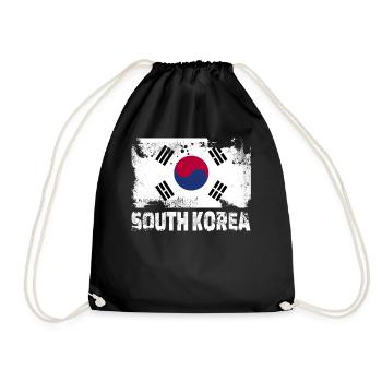 Südkorea Flagge Vintage Distressed Korean Grunge T - Turnbeutel - Schwarz - Vorne