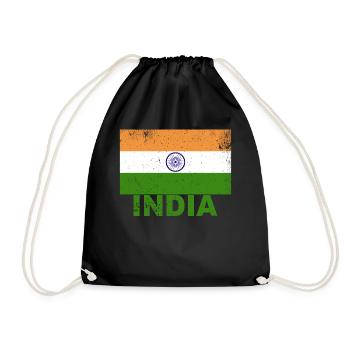 India Flag Vintage Indian Nationality Origin Trave - Turnbeutel - Schwarz - Vorne