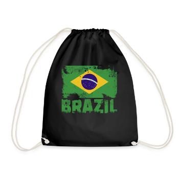 Brasilienflagge Vintage Distressed Brazilian Grung - Turnbeutel - Schwarz - Vorne